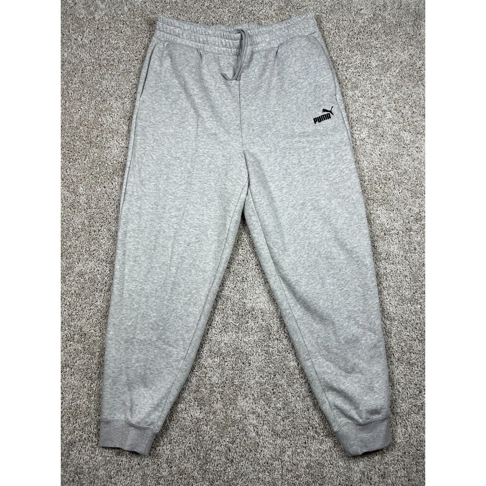 Puma ESS Logo Fleece Jogger Sweatpants Light Gray Heather L NWT